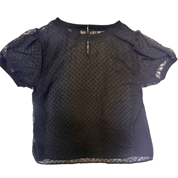 Torrid Sheer Black Dotted Puff Sleeve Swiss Dot Blouse Size 0/Large Women's Top - Picture 6 of 11
